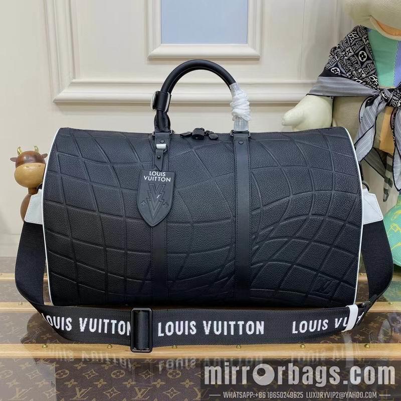 LV Replica Bags Keepall M21382黑全皮 50x29x23cm gf