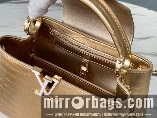 LV Replica Bags Capucines N81190金色 紫色鳄鱼贝母 27x18x9cm gf