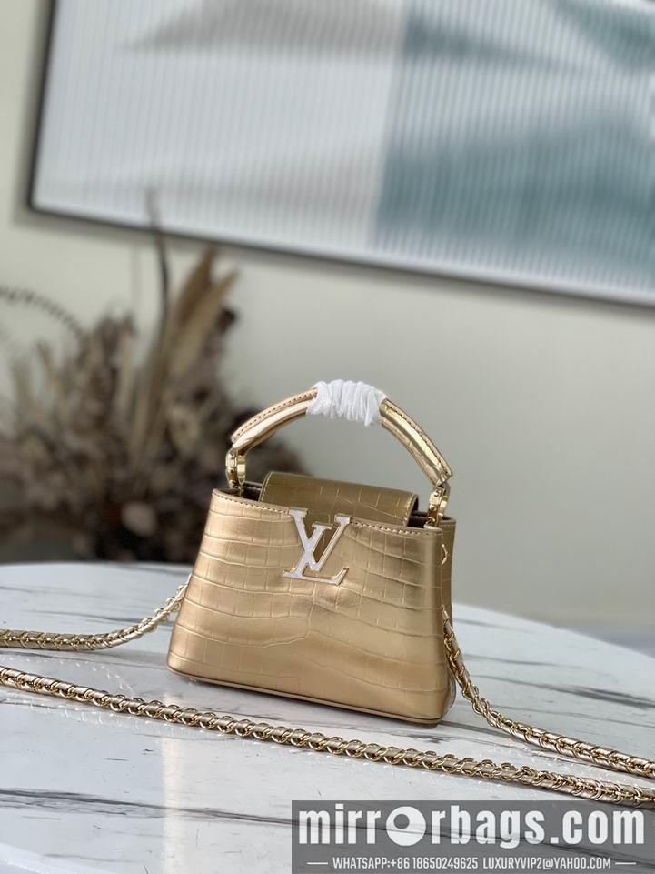 LV Replica Bags Capucines N81190金色 紫色鳄鱼贝母21x14x8cm gf