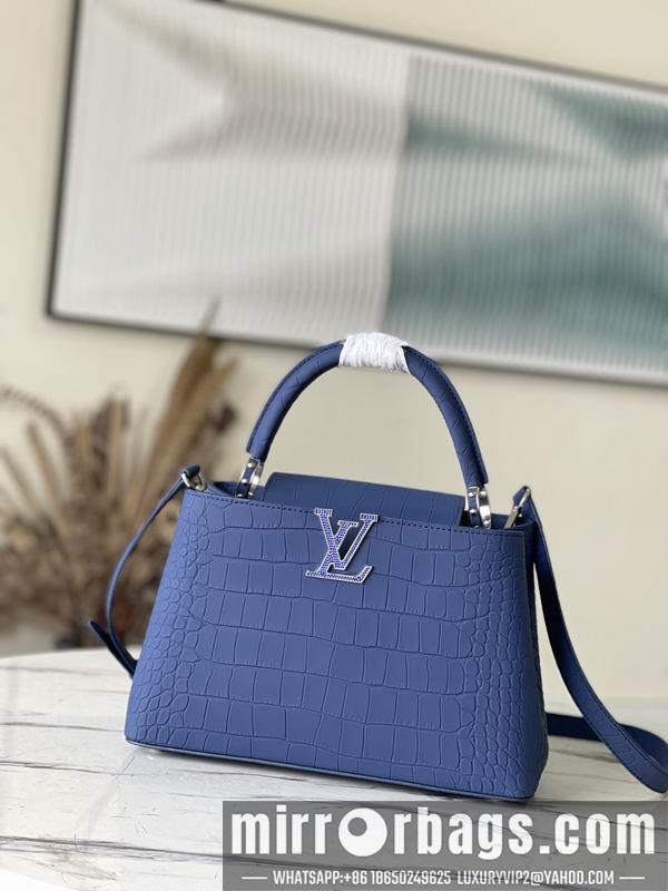 LV Replica Bags Capucines N93163雾蓝鳄鱼纹31x20x11cm gf