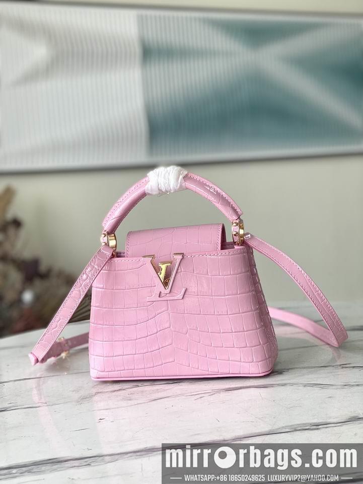 LV Replica Bags Capucines N94227 M48865粉鳄鱼纹 21x14x8cm gf