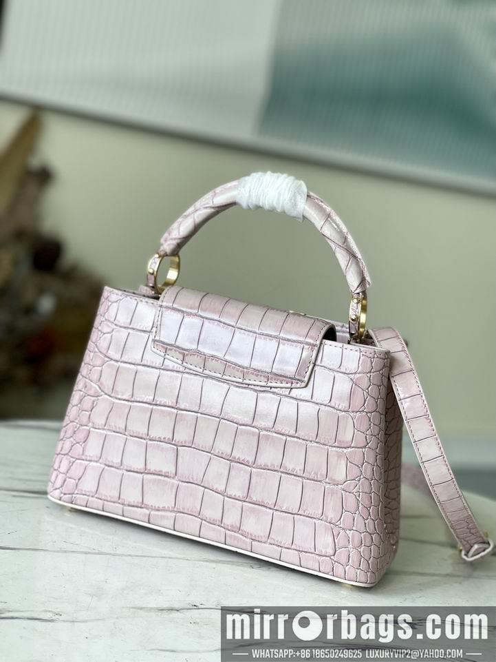 LV Replica Bags Capucines N93163复古粉鳄鱼27x18x9cm gf