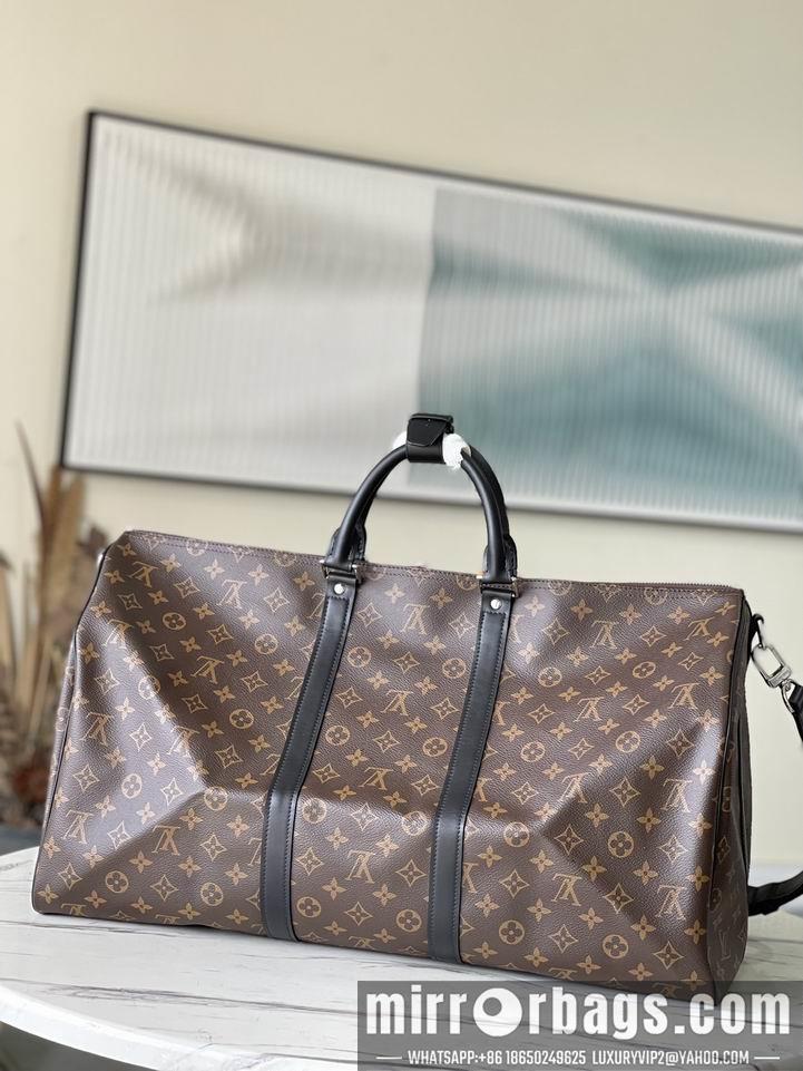 LV Replica Bags Keepall M41414老花黄 黑皮 55x31x26cm gf