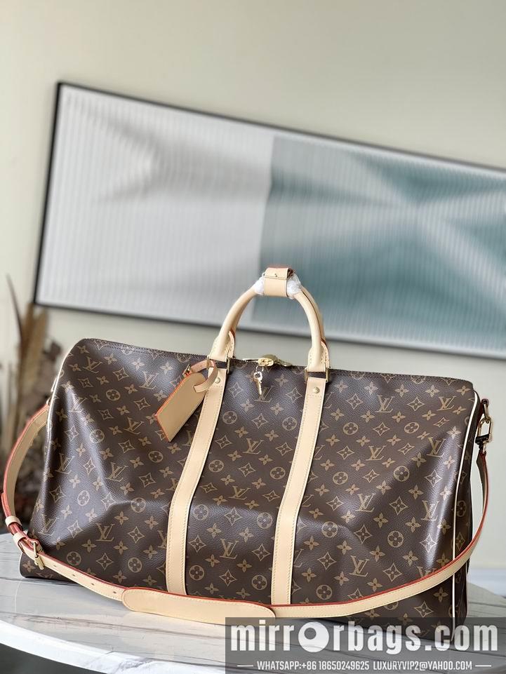 LV Replica Bags Keepall M41414老花黄 黑皮 55x31x26cm gf