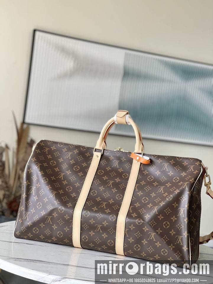 LV Replica Bags Keepall M41414老花黄 黑皮 55x31x26cm gf