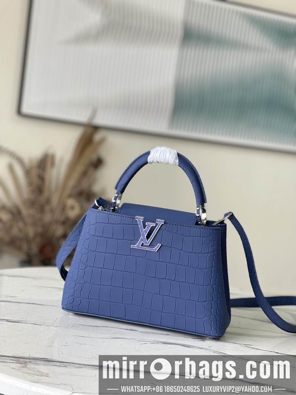 LV Replica Bags Capucines N93163雾蓝鳄鱼纹27x18x9cm gf