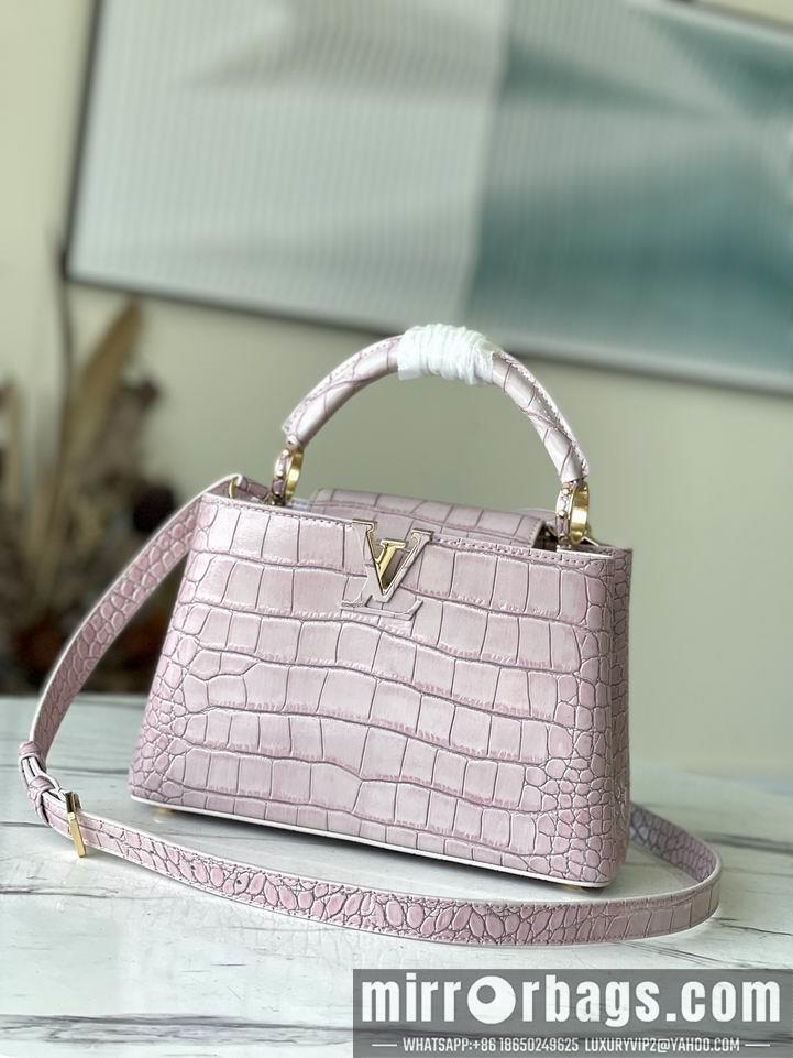 LV Replica Bags Capucines N93163复古粉鳄鱼27x18x9cm gf