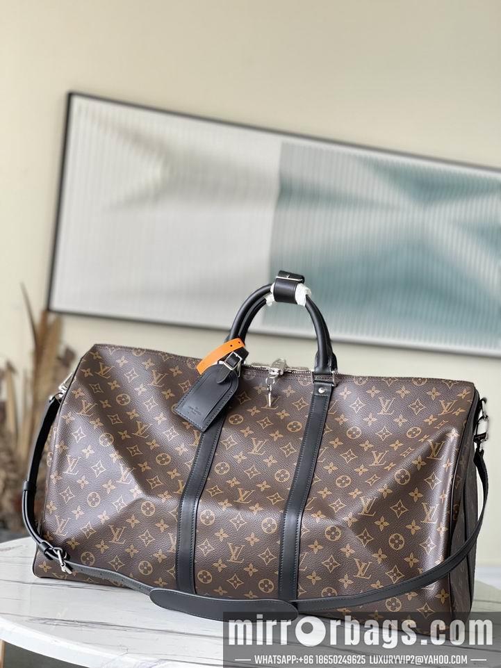 LV Replica Bags Keepall M41414老花黄 黑皮 55x31x26cm gf