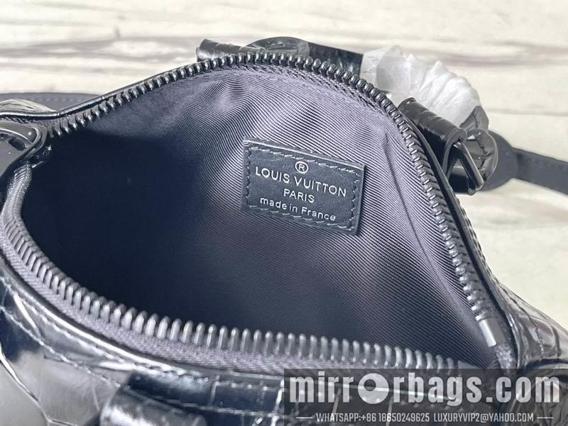 LV Replica Bags Keepall M80641黑色鳄鱼纹25x15x11cm gf