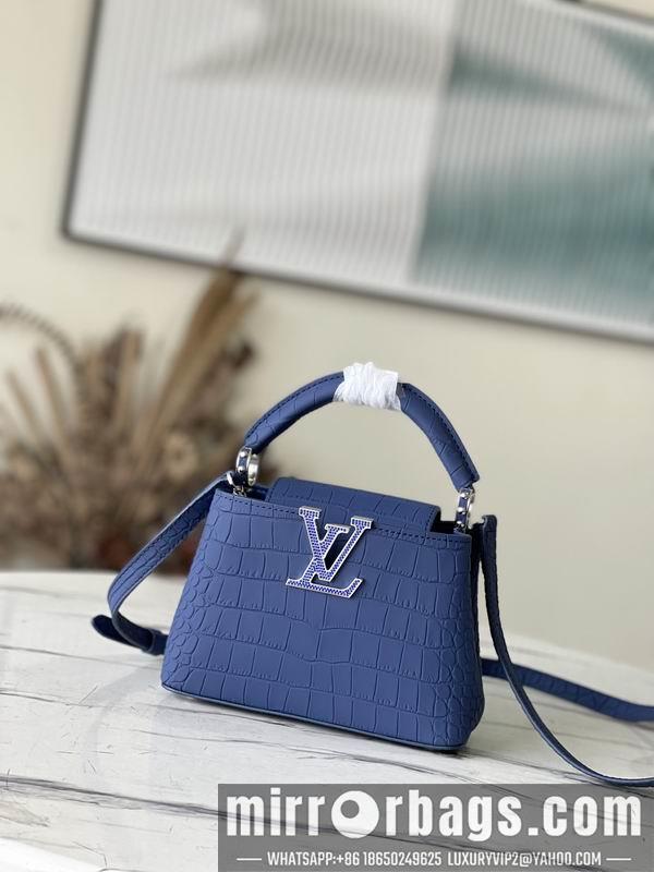 LV Replica Bags Capucines N93163雾蓝鳄鱼纹21x14x8cm gf