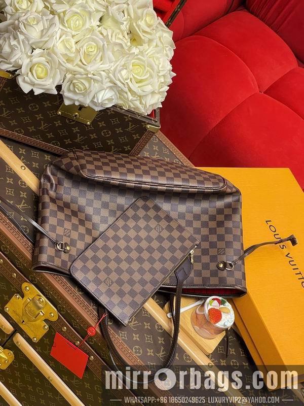 LV Replica Bags Neverfull N41358棕色棋盘格32x29x17cm gf