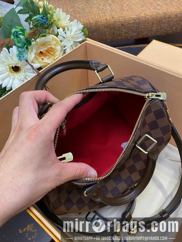 LV Replica Bags Speedy N41368咖啡格25x19x15cm gf