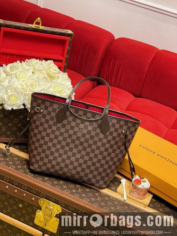 LV Replica Bags Neverfull N41358棕色棋盘格32x29x17cm gf