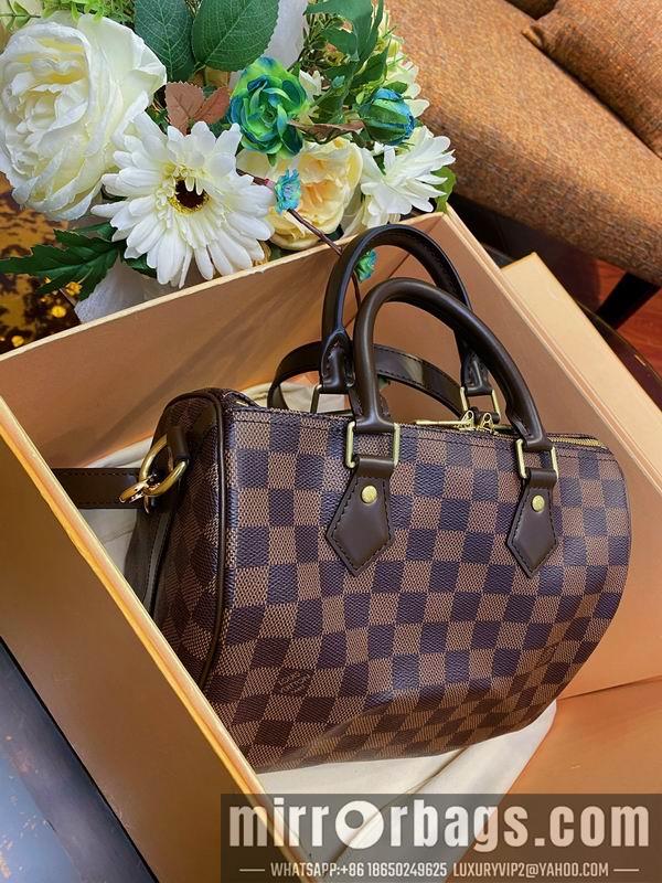 LV Replica Bags Speedy N41368咖啡格25x19x15cm gf