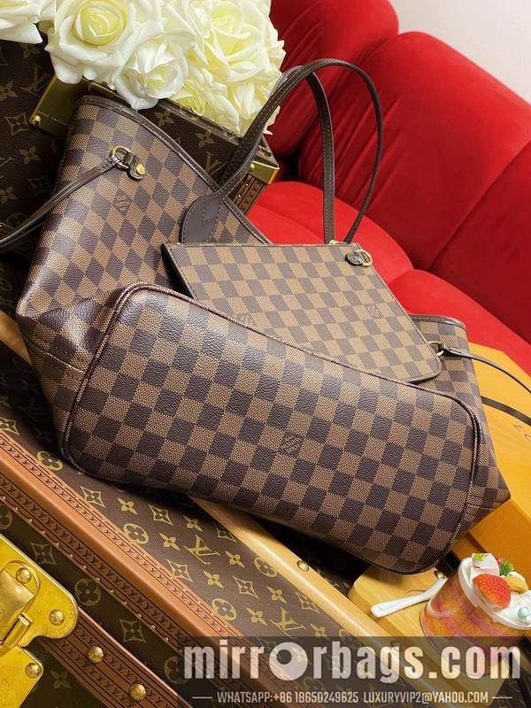 LV Replica Bags Neverfull N41358棕色棋盘格32x29x17cm gf