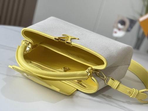 1:1 Louis Vuitton Bags Capucines M59969麻布配蛋黄金扣31.5x20x11cm cs