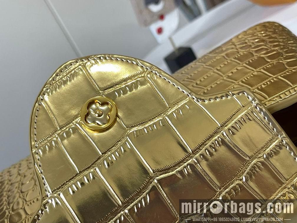 1:1 Louis Vuitton Bags N92173复古金色鳄鱼纹27x18x9cm cs