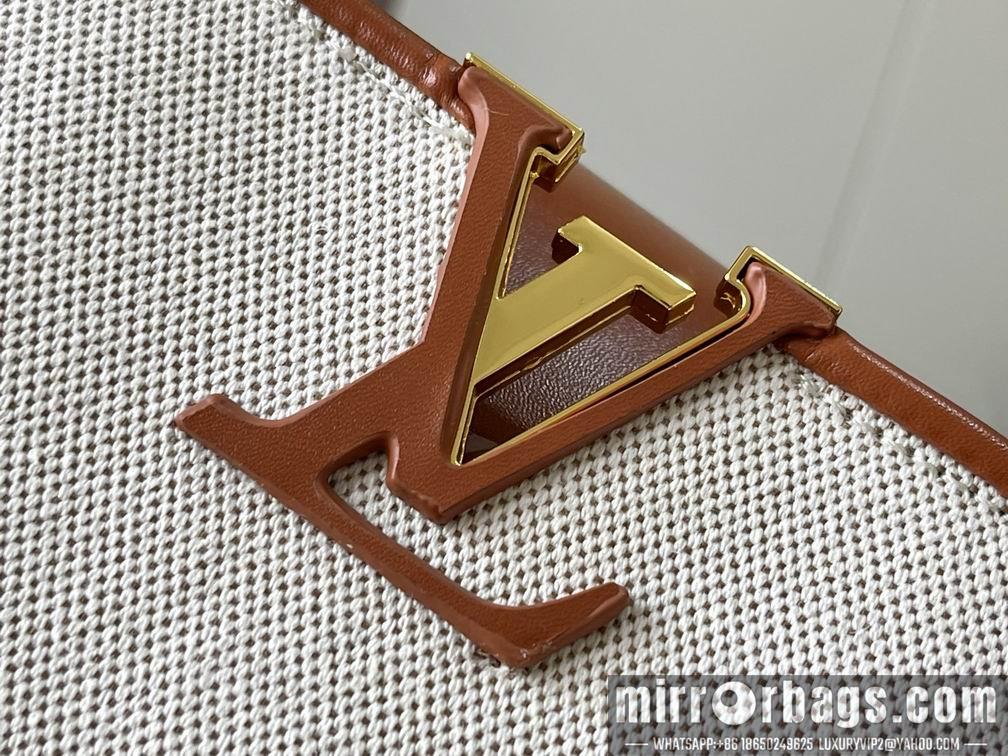 1:1 Louis Vuitton Bags Capucines M57361绣花白棕金27x18x9cm cs