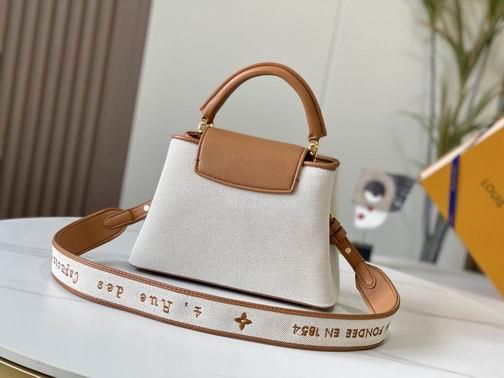 1:1 Louis Vuitton Bags Capucines M59873麻布配浅土黄金扣27x21x10cm cs