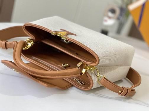 1:1 Louis Vuitton Bags Capucines M59969麻布配浅土黄金扣31.5x20x11cm cs