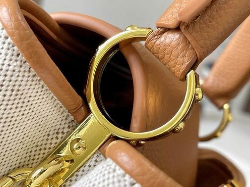 1:1 Louis Vuitton Bags Capucines M59873麻布配浅土黄金扣27x21x10cm cs