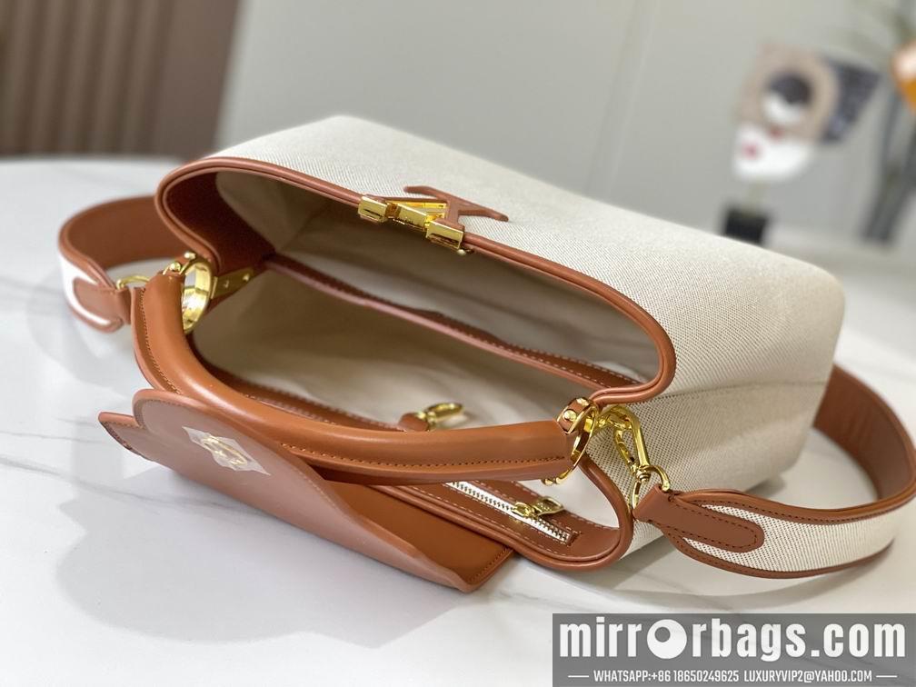 1:1 Louis Vuitton Bags Capucines M57361绣花白棕金31.5x20x11cm cs