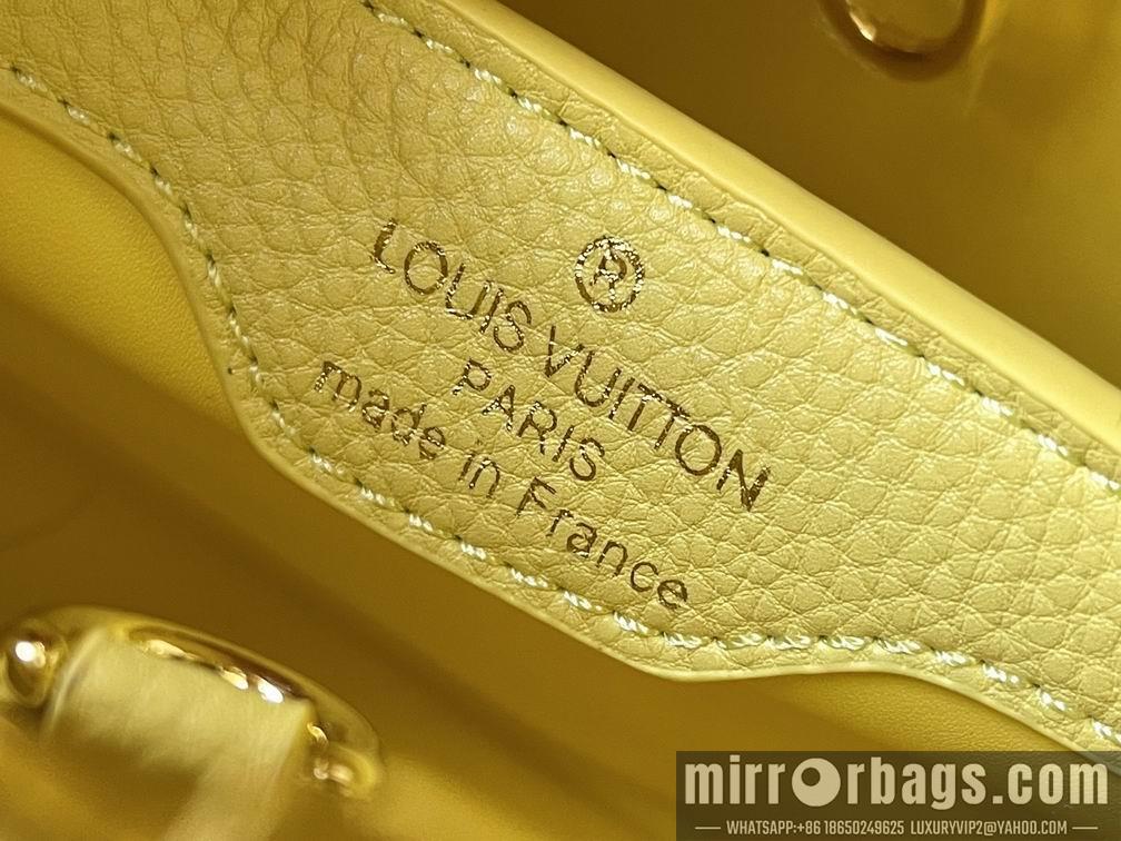 1:1 Louis Vuitton Bags Capucines M59873麻布配蛋黄金扣27x21x10cm cs