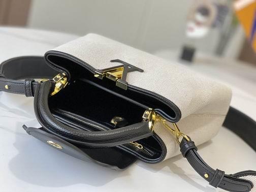 1:1 Louis Vuitton Bags Capucines M59873 麻布配黑27x21x10cm cs