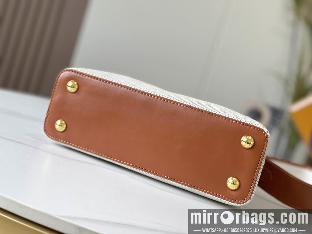 1:1 Louis Vuitton Bags Capucines M57361绣花白棕金27x18x9cm cs