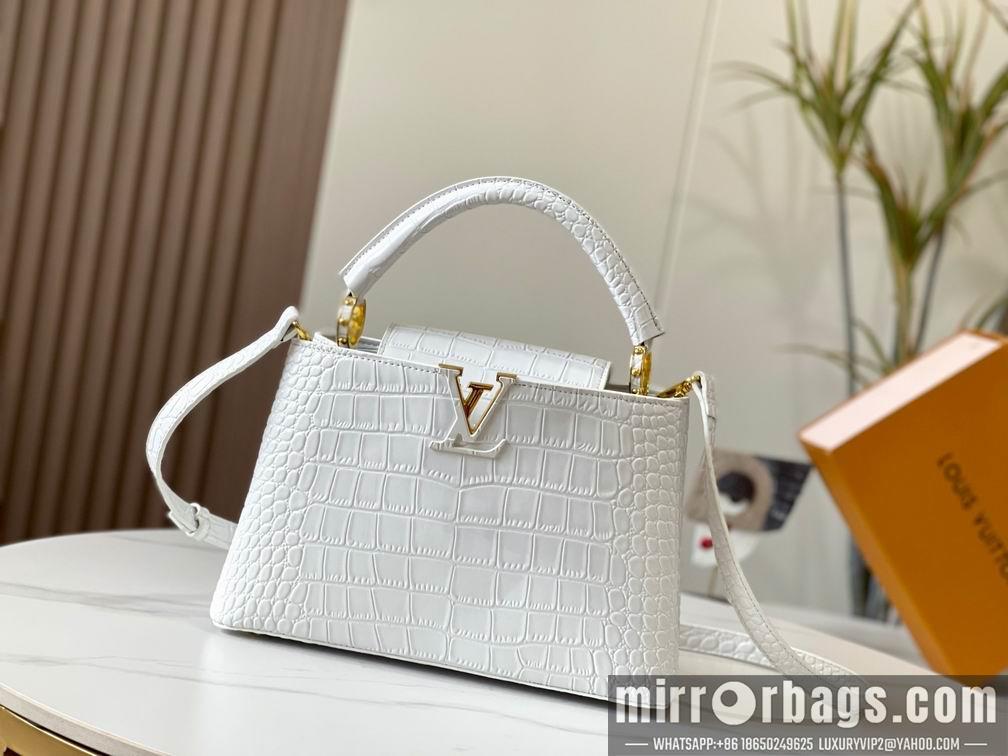 1:1 Louis Vuitton Bags N92967复古白色鳄鱼纹31.5x20x11cm cs
