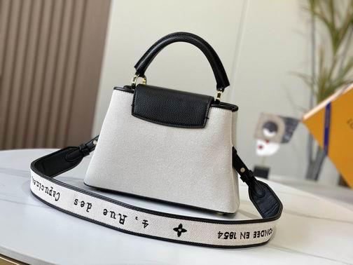 1:1 Louis Vuitton Bags Capucines M59873 麻布配黑27x21x10cm cs