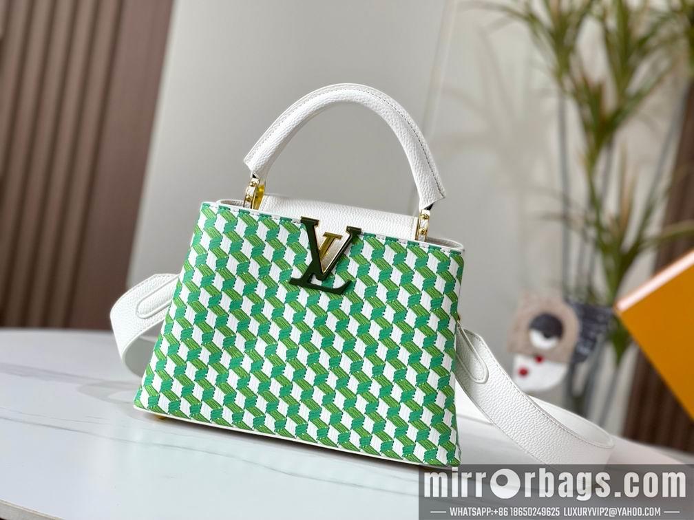 1:1 Louis Vuitton Bags Capucines M59878白色编织 27x18x9cm cs