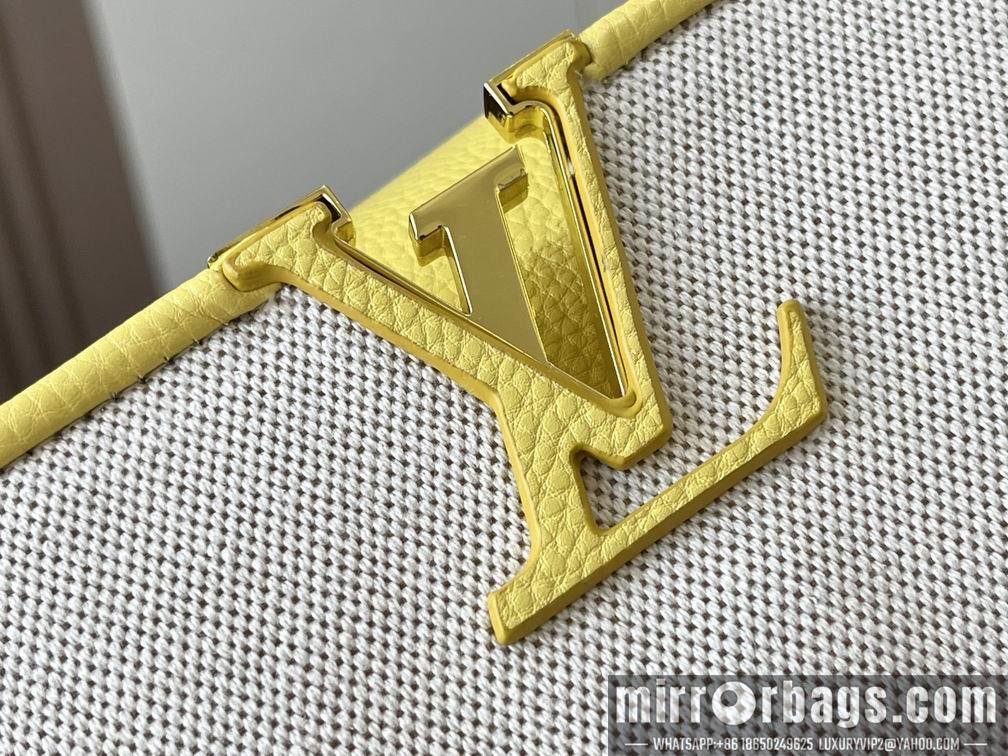 1:1 Louis Vuitton Bags Capucines M59873麻布配蛋黄金扣27x21x10cm cs