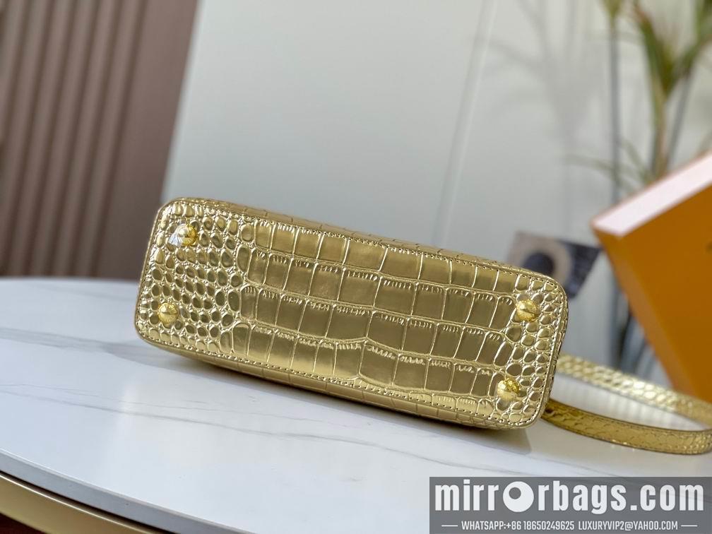 1:1 Louis Vuitton Bags N92173复古金色鳄鱼纹27x18x9cm cs