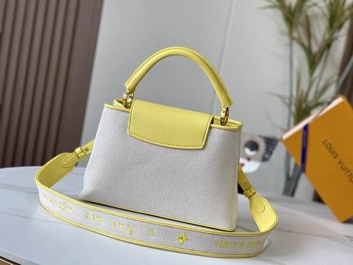 1:1 Louis Vuitton Bags Capucines M59969麻布配蛋黄金扣31.5x20x11cm cs