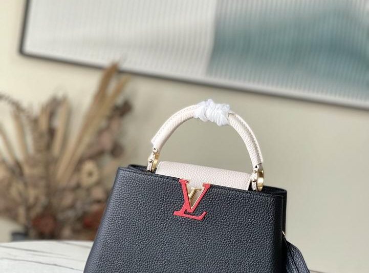 LV Replica Bags Capucines M48865黑拼奶白27x18x9cm