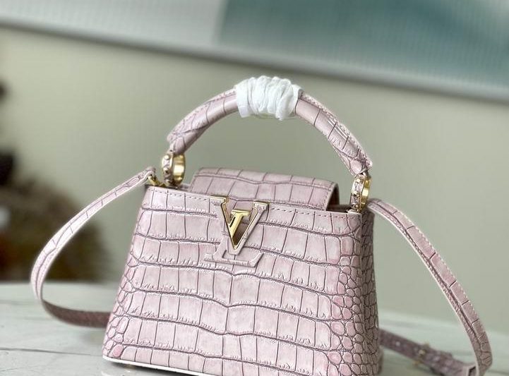 LV Replica Bags Capucines N93163复古粉鳄鱼21x14x8cm