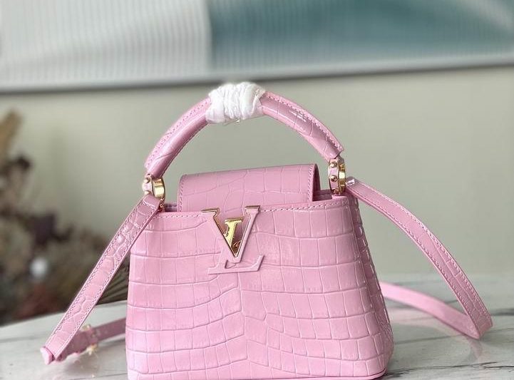 LV Replica Bags Capucines N94227 M48865粉鳄鱼纹 21x14x8cm gf