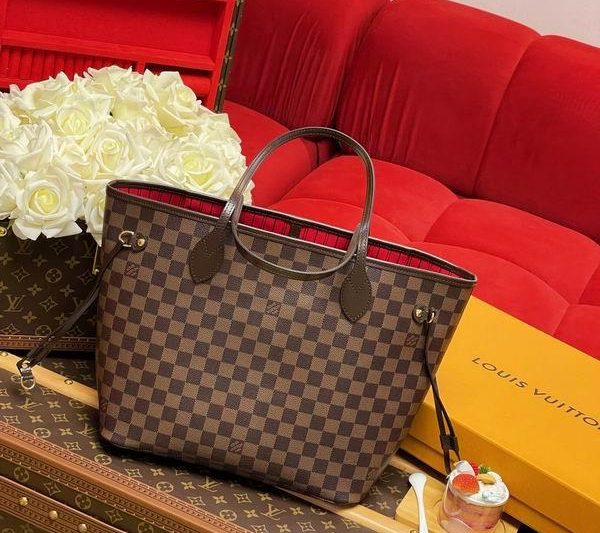 LV Replica Bags Neverfull N41358棕色棋盘格32x29x17cm gf